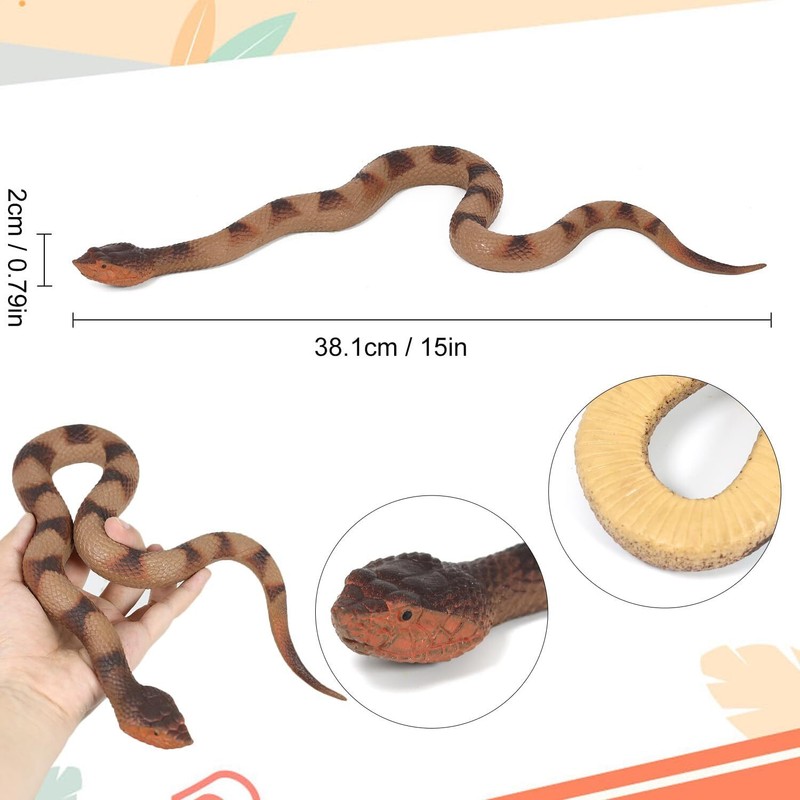 2Pcs Realistic Fake Snakes Toy Lifelike Rubber Rattlesnake Scare Birds & Squirre gallery
