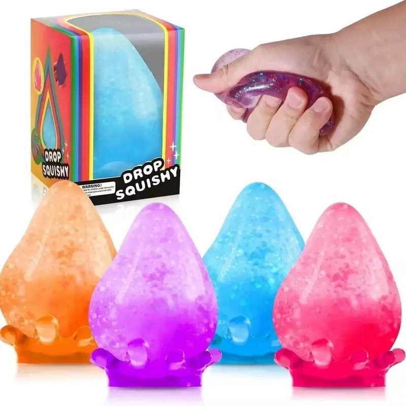 Dream Drop Sensory Squeeze Toy 3″ Tall PINK Glitter