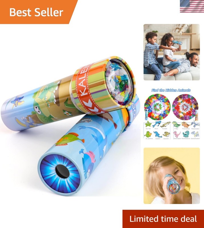 Classic Tin Kaleidoscopes 2 Pack, Discover Hidden Animals, Crystal Clear View…