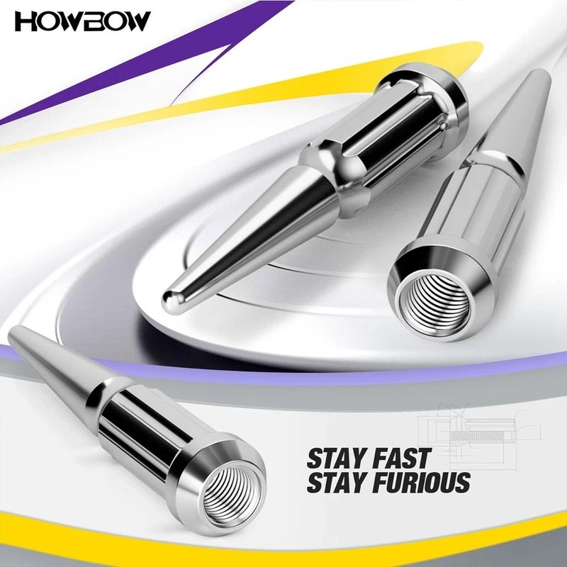 M14x1.5 Spike Lug Nuts 24 Pcs, Chrome Spiked Lug Nut with Spline Key for Chevy S gallery