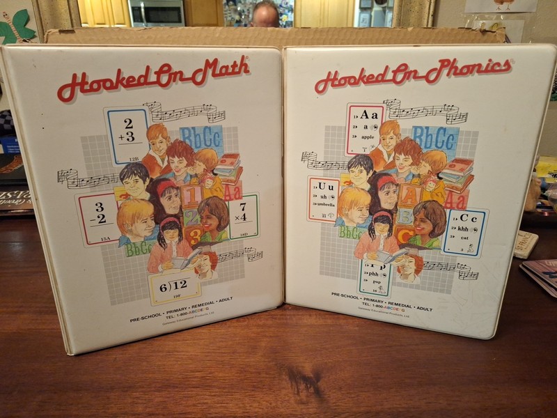 Hooked on Phonics 1992 Master Set and Hooked on Math 1991 homeschool aids 99%