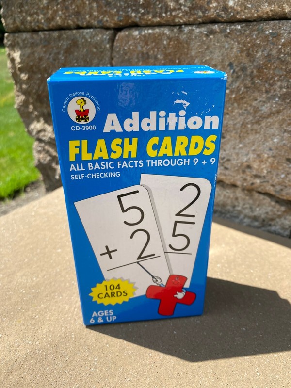 Math Flash Cards Facts 0-9 Elementary School Addition Self Checking EUC CD-3900