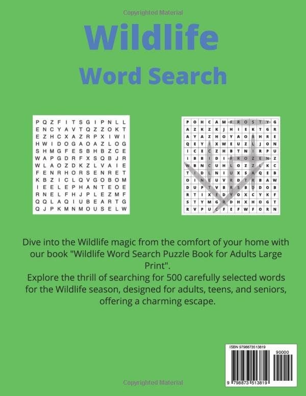Wildlife Word Search for Adults Large Print: Themed Search... gallery