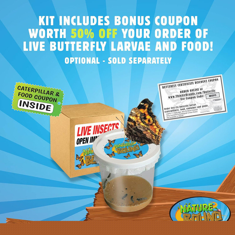 Butterfly Growing Kit - Live Caterpillar to Butterfly Project for Kids - Include gallery