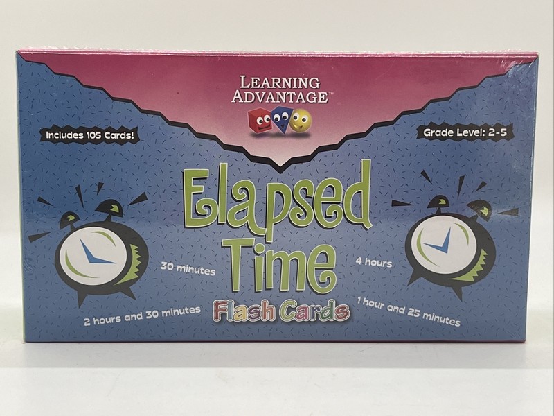 Learning Advantage Elapsed Time Flash Cards Homeschool Game Grades 2 – 5 New