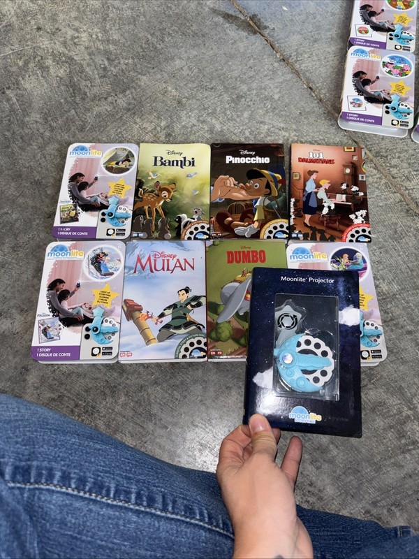 Moonlite Storytime Projector + 8 Digital Story Disney Light Up Illumine Lot