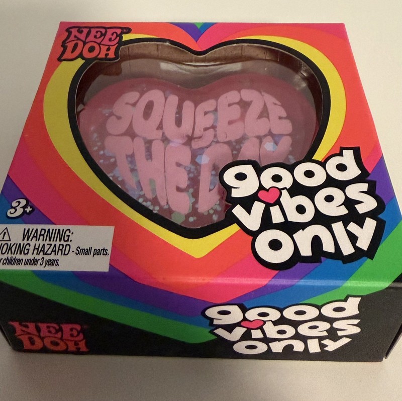 Needoh Good Vibes Only Heart “Stay Groovy” Pink Glitter Viral Squishy🔥AUTHENTIC