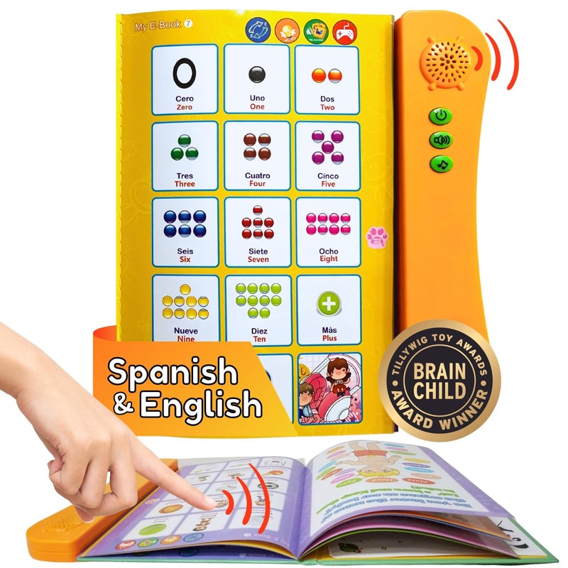 ZeenKind Learn Spanish for Kids |Spanish English Talking Sound Book Toddler | Bi