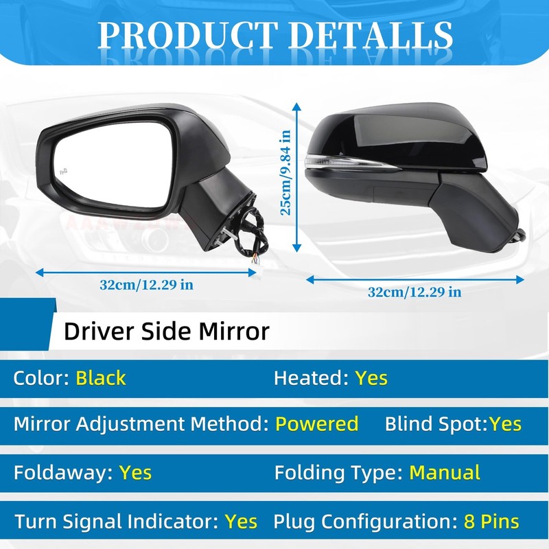 Black Left Driver Side Mirror Replacement For Toyota Rav4 2019-2023 Power Gla... gallery