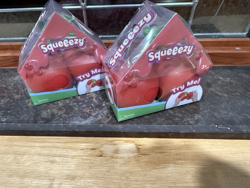 Squeeezy Red Cherry Tactile Squeeze Toy (2 Pack) Ages 3+ 3-4 Years