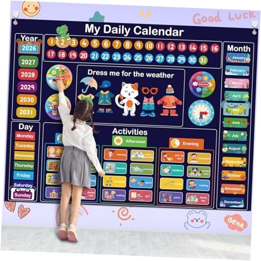 My Daily Calendar for Kids, 3.3Ft Felt Board for Toddler Kids Preschool