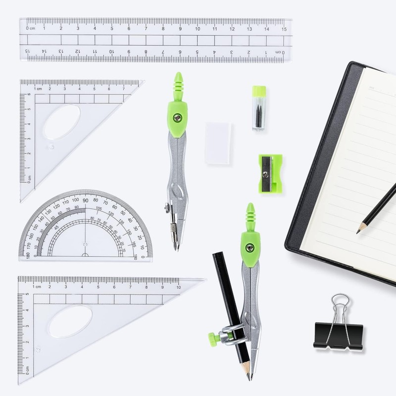10 Pieces Math Geometry Kit Set with Shatterproof Storage Box, Student Supplies gallery