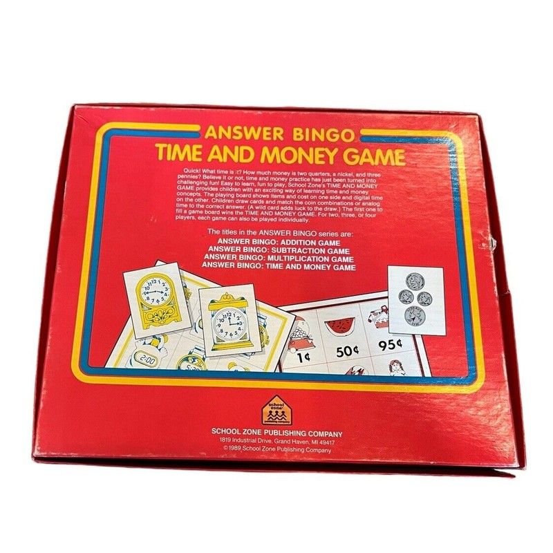 Vintage Time And Money Game Answer Bingo A Learning Game 1989 COMPLETE gallery