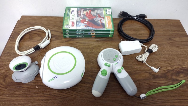 LeapFrog LeapTV Educational Video Gaming System & 3 Games Spider-Man – Untested