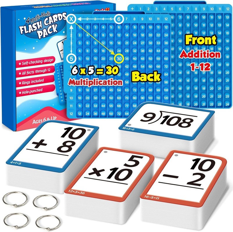 Torlam Math Flash Cards + Math Board, Multiplication Flash Card Times Table C…