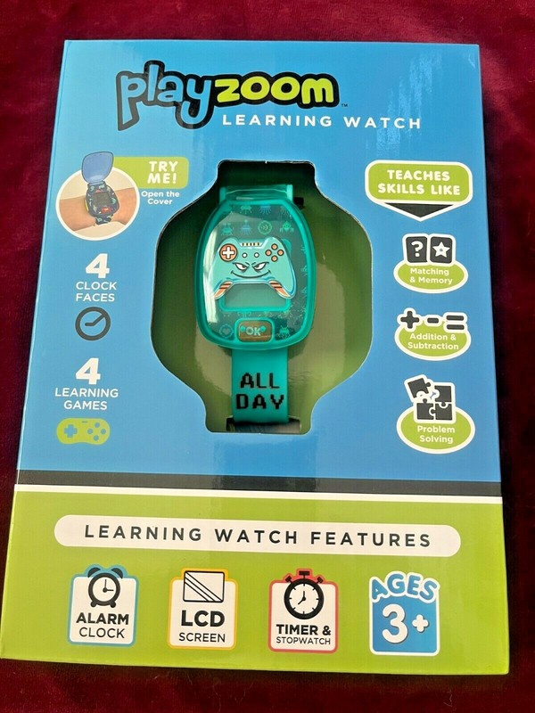 PLAYZOOM LEARNING WATCH COLOR AQUA4LEARNING GAMES 4CLOCK FACES TIMMER& STOPWATCH