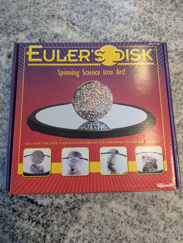 Eulers Disk Spinning Science Toy Toysmith Chrome Plate Steel Disk Complete