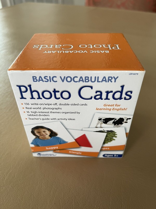 Learning Resources Basic Vocabulary Photo Cards, Set of 156 Open Box