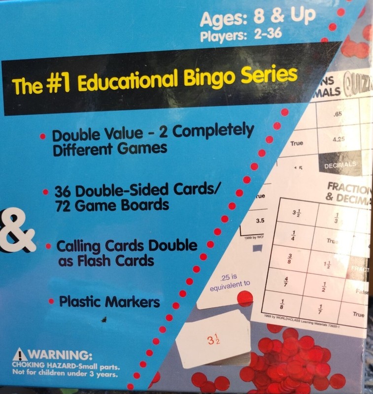 Quizmo Fractions & Decimals Game Kids Math Bingo Educational Teacher Homeschool gallery