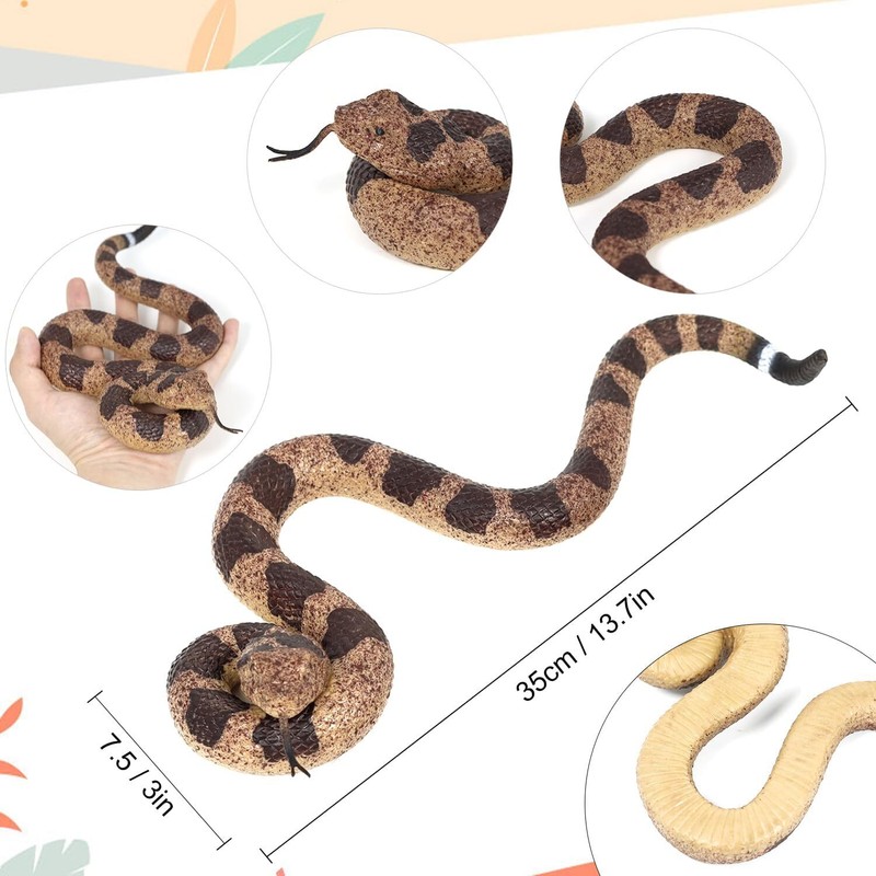 2Pcs Realistic Fake Snakes Toy Lifelike Rubber Rattlesnake Scare Birds & Squirre gallery