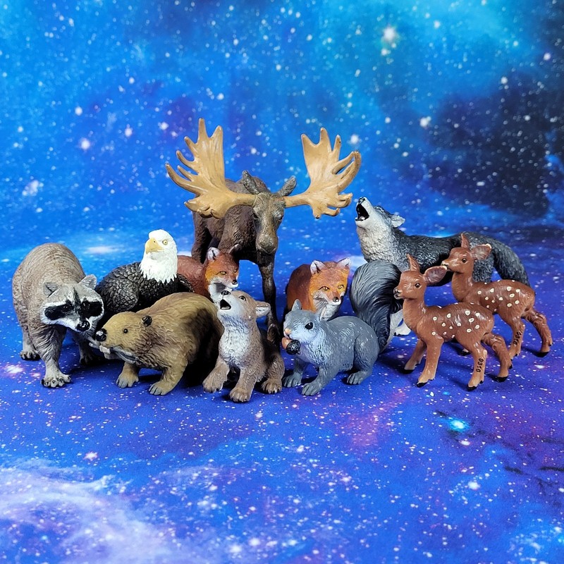11 Safari LTD Woodland Forest Animal Figures Eagle Moose Wolf Raccoon Squirrel+