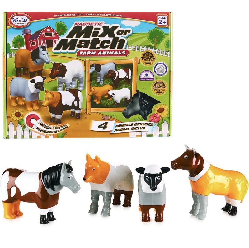 Popular Playthings Magnetic Mix & Match Farm Animals Toy Set Ages 2+ Multicolor