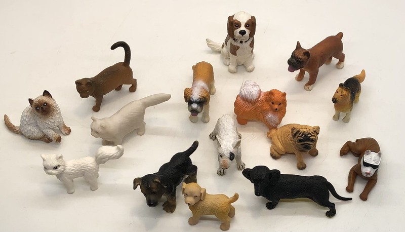 Miniature Dog & Cat PVC Figure Lot Safari Ltd. Schleich, Hood Hounds, MEG & More