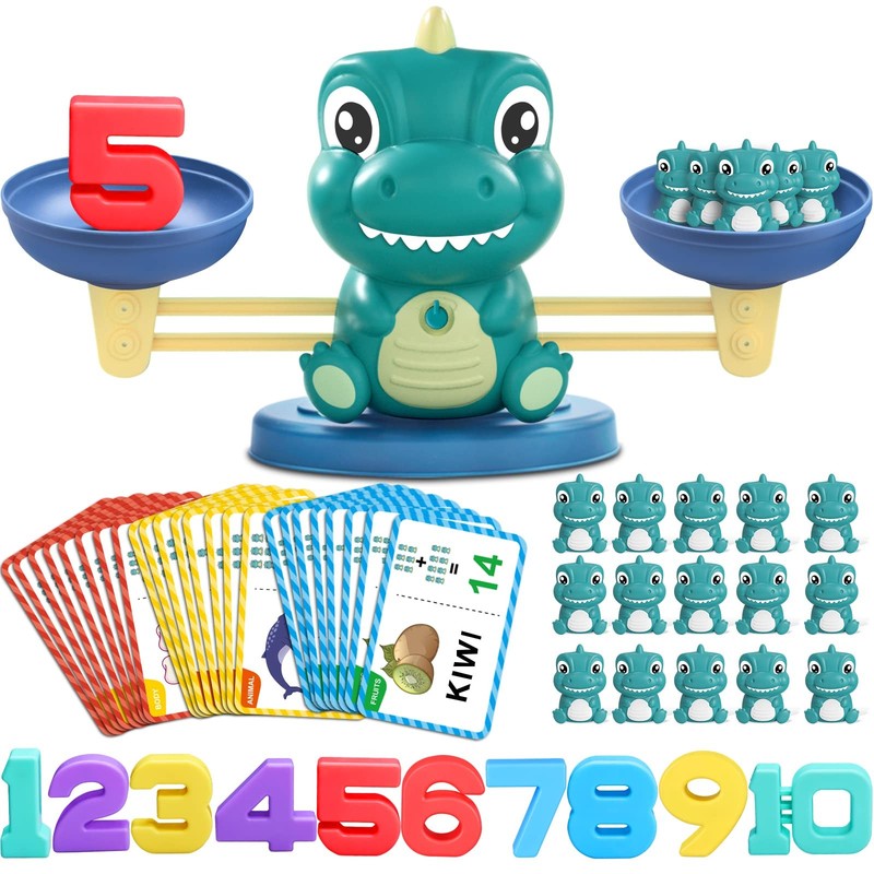 Dinosaur Math Balance Toys – Montessori Toys for 3 Years Old Kids, Learning a…
