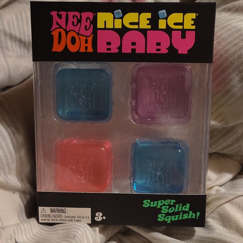 Nee Doh Nice Ice Baby Super Solid Squish Squeeze Toys Set Blue Pink Red Purple