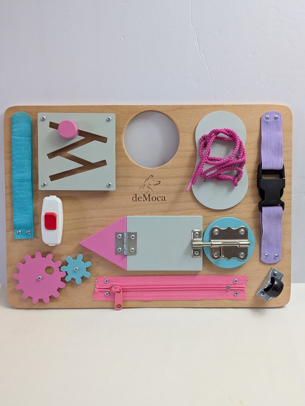 BUSY BOARD Wooden Sensory Toys Toddler Educational Learning Activities DEMOCA