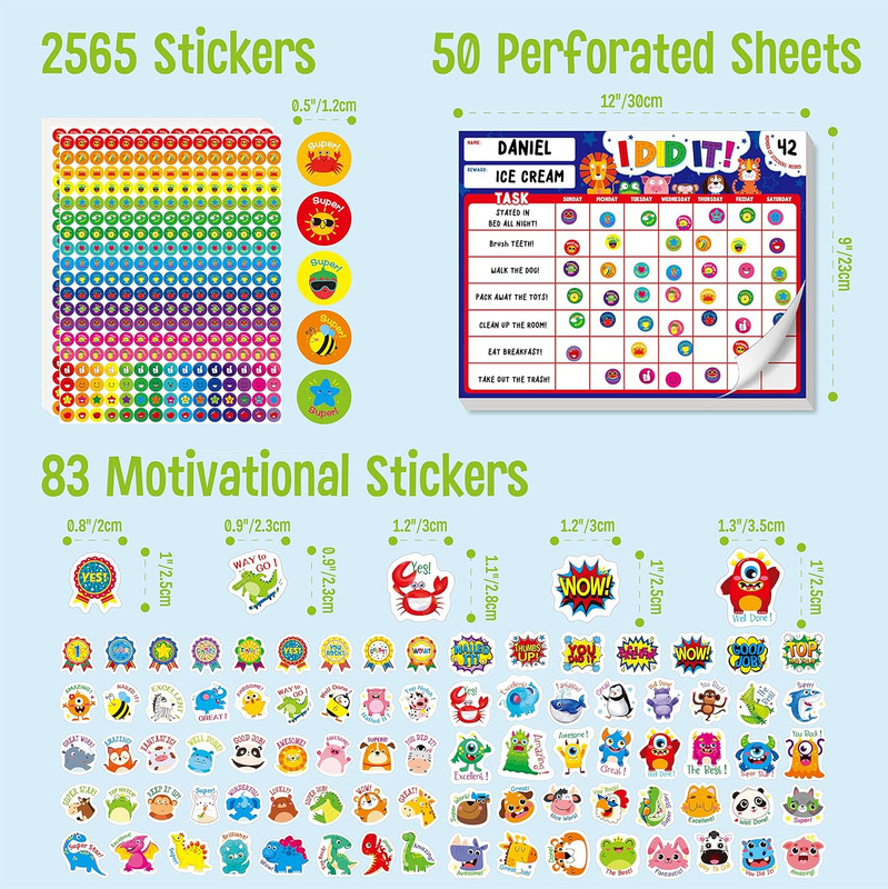 Magnetic I Did It Reward Chart, Behavior Reward Chart System with 50 Perforated gallery