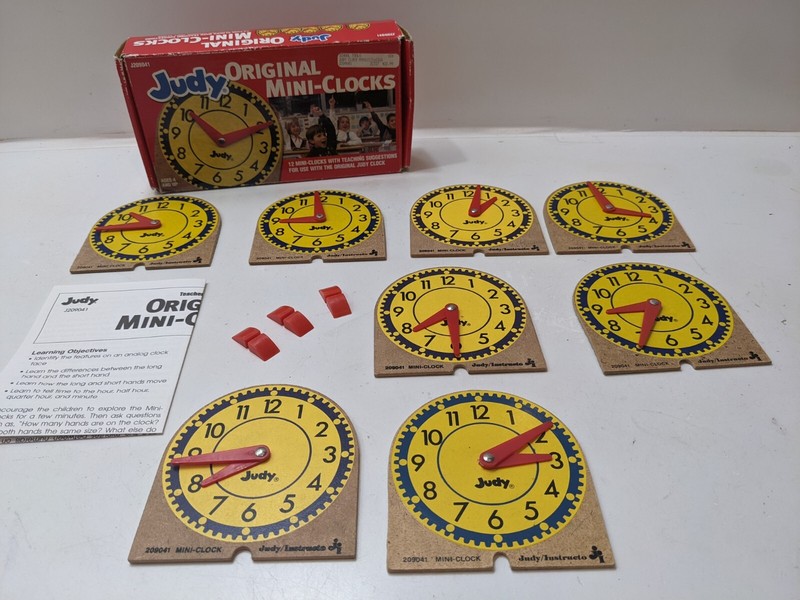 Judy Instructro Mini Teaching Clocks Original Boxes – Lot of 8 clocks