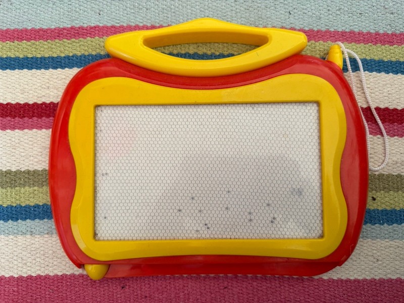 Magnetic Drawing Doodle Board Red & Yellow Vintage (early 2000s)