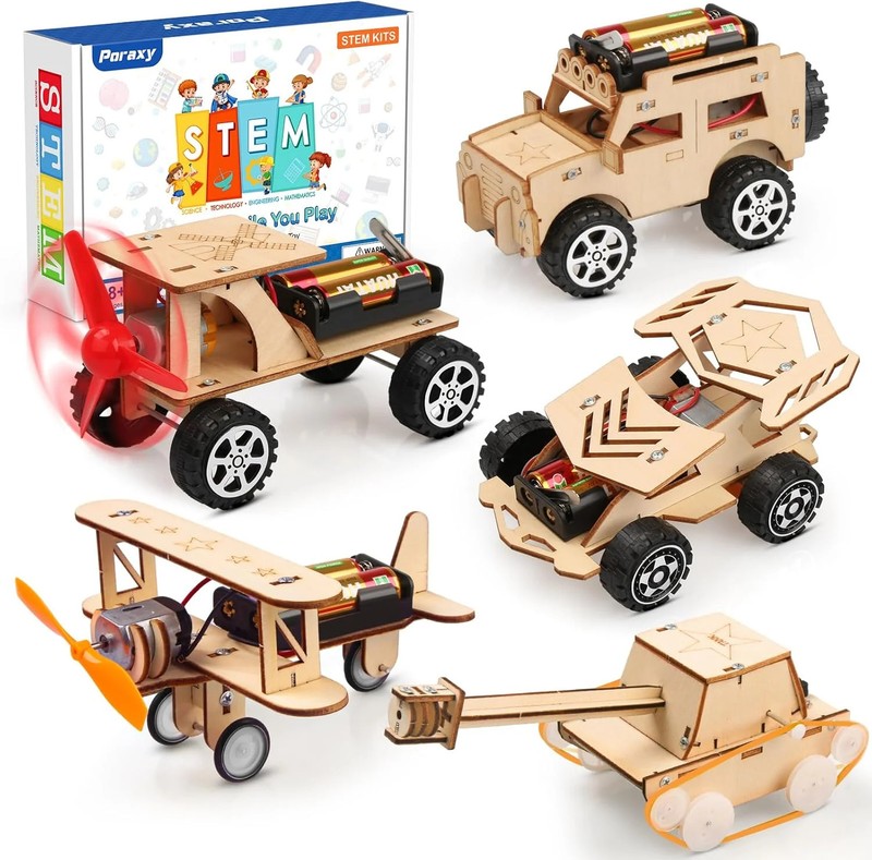5in1 STEM Kit for Kids 8-13 Wooden Model Car Building Toys Gift