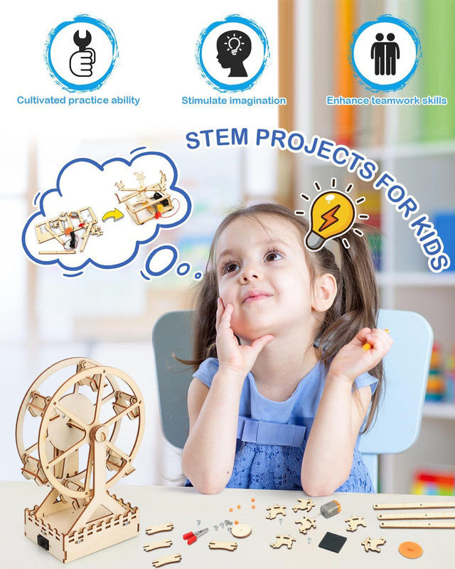 4 in 1 STEM Kits for Kids Ages 5-7 8-10-12, 3D Wooden Puzzles, Science Project M gallery