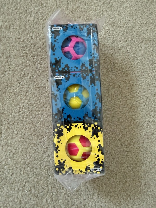 RARE AUTHENTIC Schylling NeeDoh Atomic Squeeze Ball Set of 3 Blue Pink Yellow