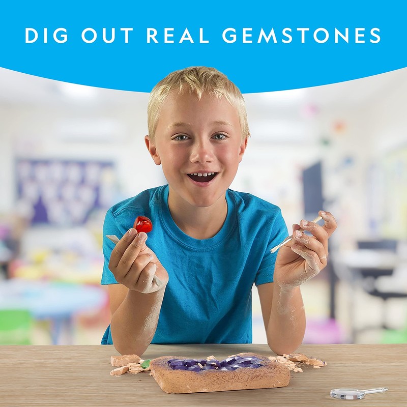 NATIONAL GEOGRAPHIC Mega Gemstone Dig Kit – Dig Up 15 Real Gems, STEM Science gallery