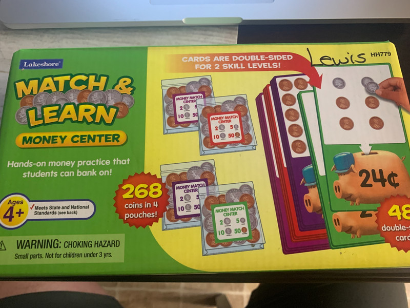 Lakeshore match and learn money center and 3 flashcards 1 carson dellarosa f/c