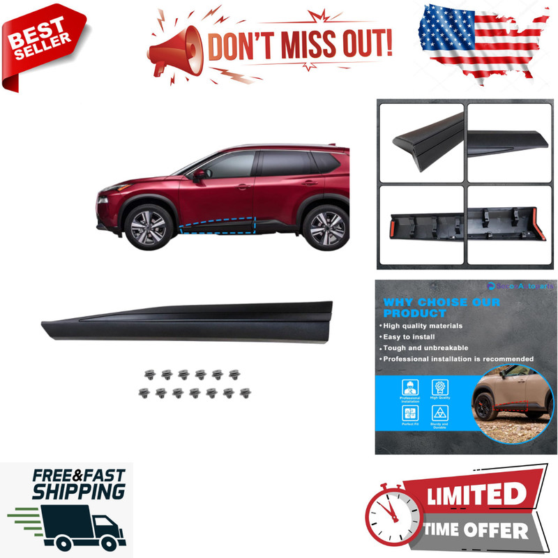 Front Driver, Lower Door Trim Molding compatible with Nissan Rogue 2021, 22, 23,