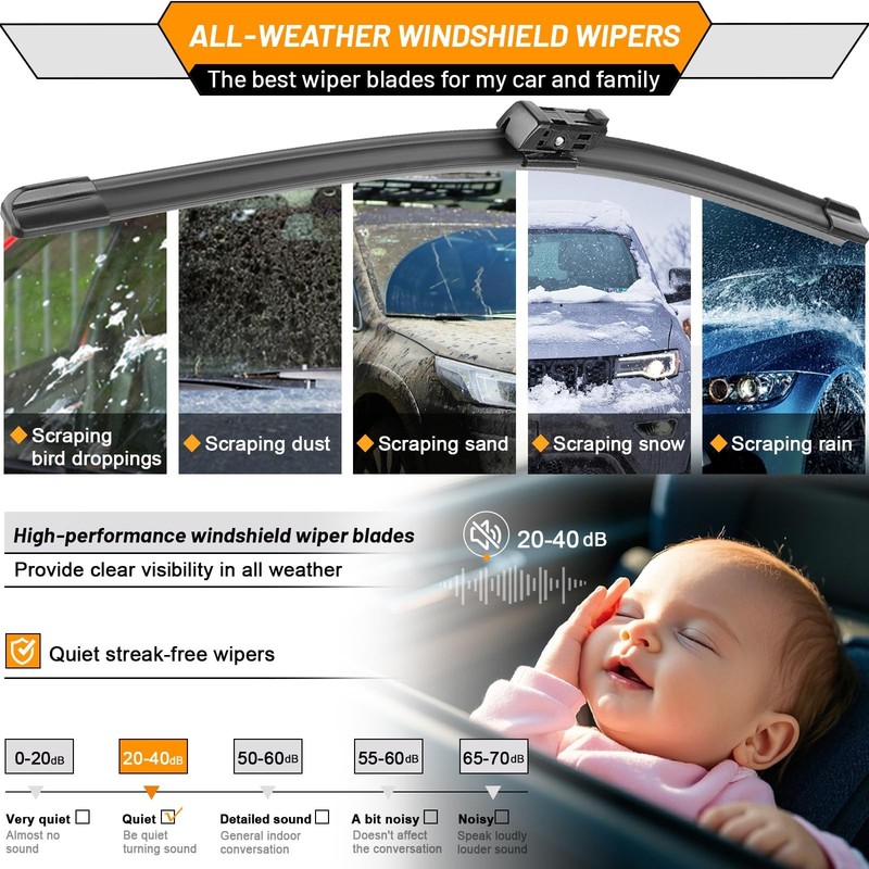 AUTOBOO 26"+21" Windshield Wiper Blade Replacement for Audi A6 A7 S6 S7 RS7 2... gallery