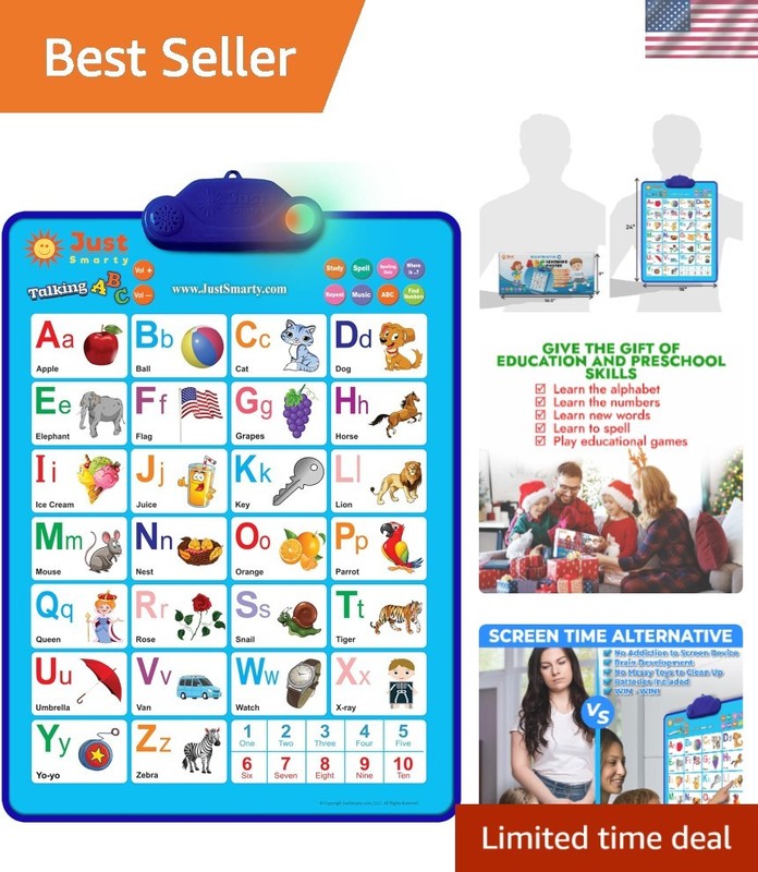 Interactive Alphabet Wall Chart & Talking ABCs Music Poster for Toddlers | 18×24