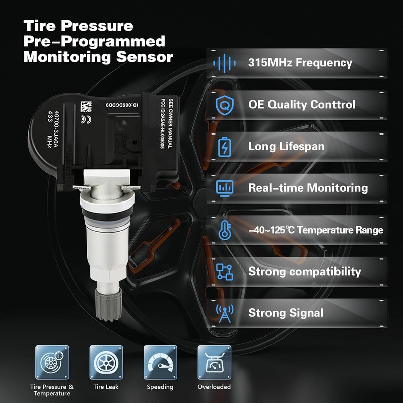 TPMS Sensor 433MHz Compatible for Infiniti Nissan Tire Pressure Monitoring gallery