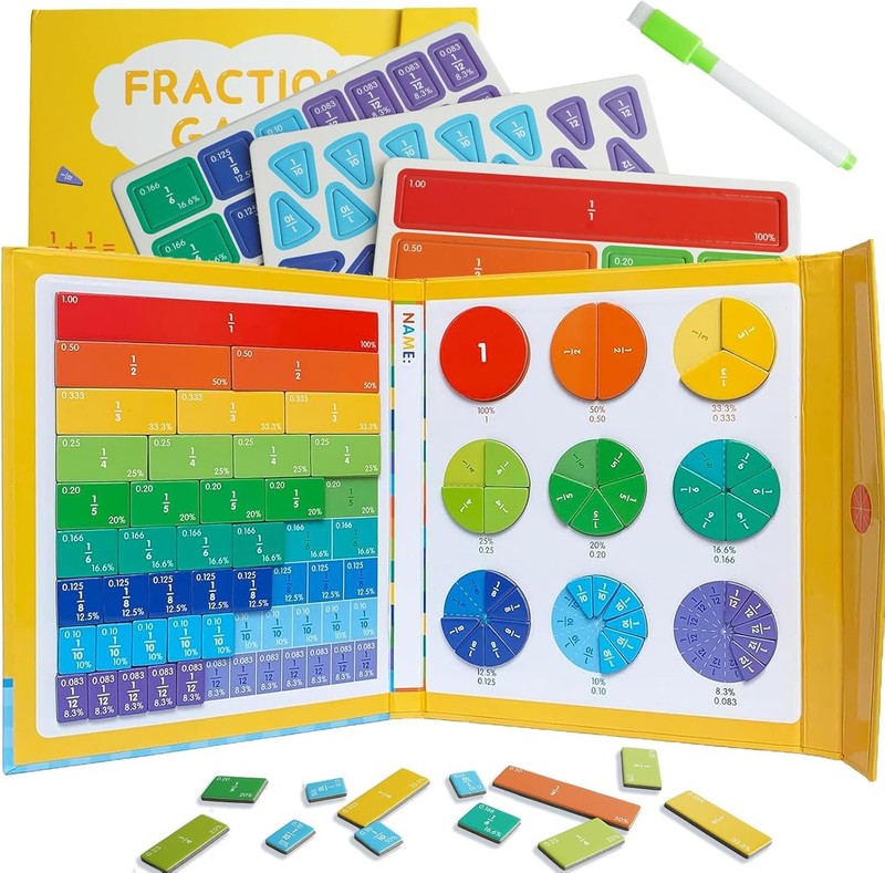 Montessori Magnetic Fraction Educational Puzzle for Children, Math Fraction…