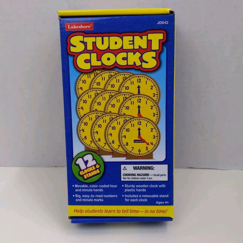 Lakeshore Student Clocks Set of 12 Teaching Time Learning Classroom Homeschool