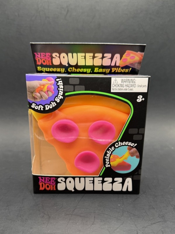 Authentic SCHYLLING Needoh Pink Orange Squeezza Pizza Squishy Sensory Fidget Toy