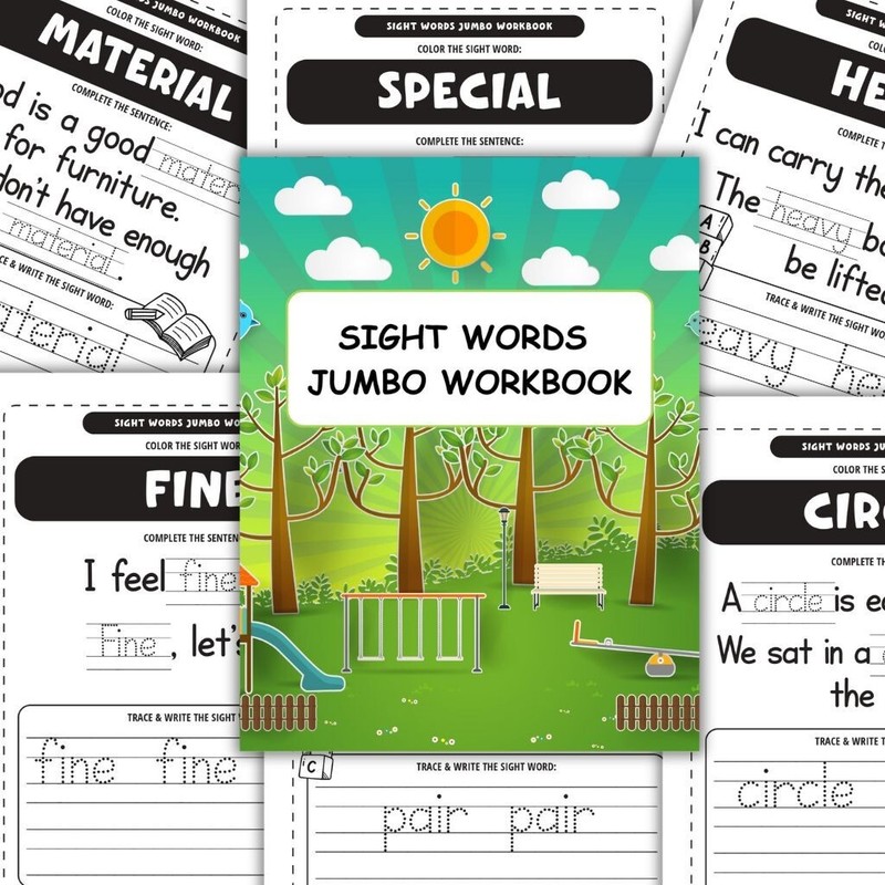 Sight Words Jumbo Workbook for Kids Ages 4-8 – Fun Printable Activities