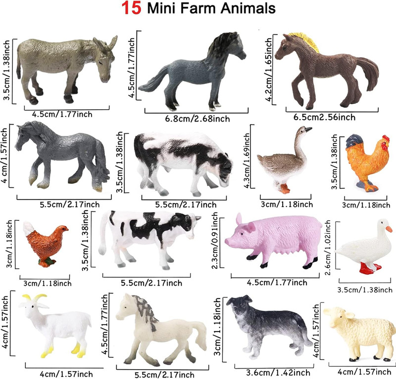 15 Pcs Mini Figures Toys Realistic Farm Animal Figurines, Plastic Learning Educa gallery