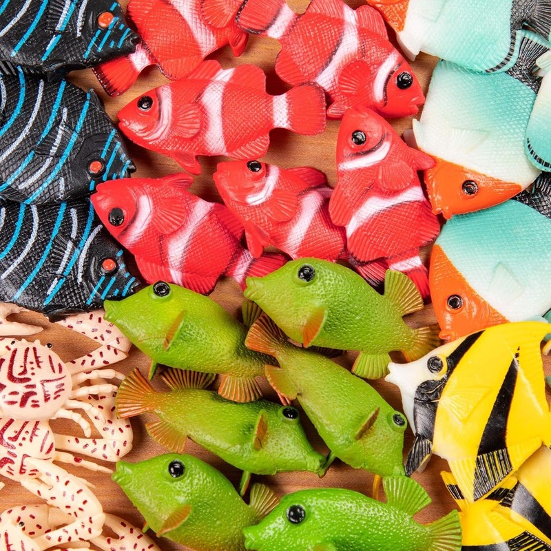 Sensory Tropical Fish & Crab Figurines Set - 60 Realistic Ocean Toys for Ages 3+ gallery