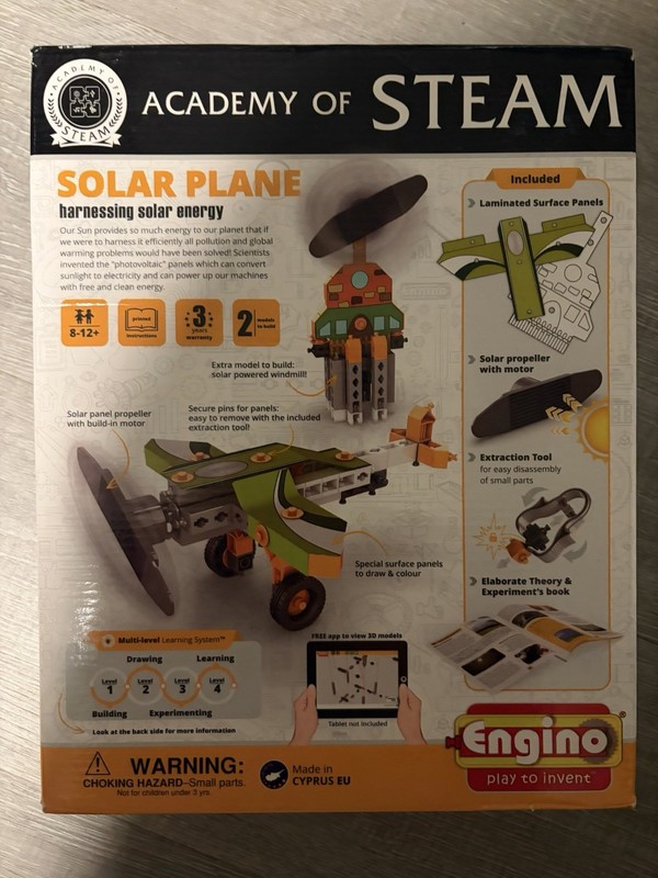 Academy of Steam Toys Solar Plane: Harnessing Solar Energy – STEM Building Kit