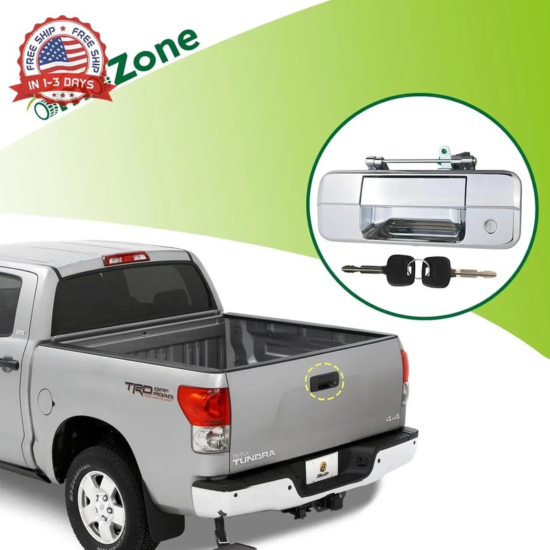 Chrome Tailgate Handle Liftgate Latch Handle with Key Lock Cylinder fit for 2007 gallery